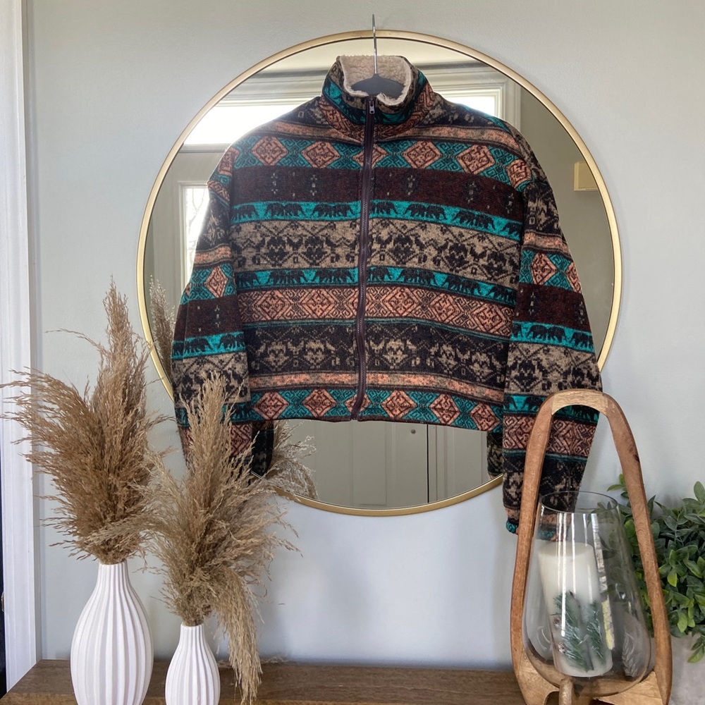 tribal print zip up